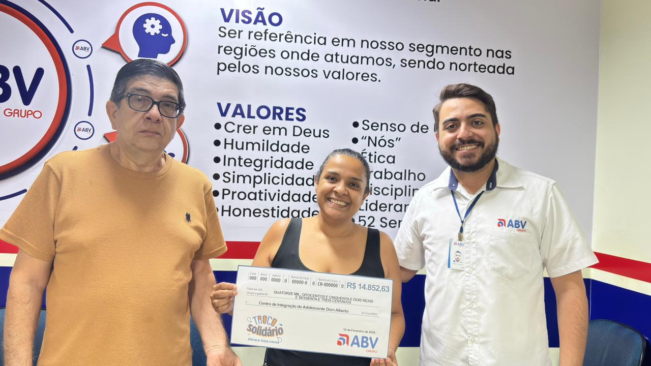 Ceia recebe doação do ‘Troco Solidário’ do Grupo ABV