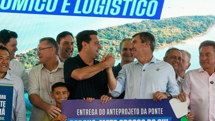 Encontro entre governadores marca entrega de anteprojeto de ponte entre MS e Paraná