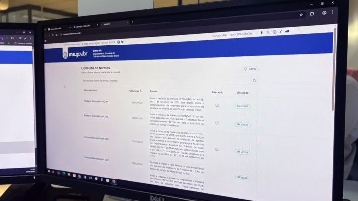 Novo sistema de portarias do Detran-MS amplia transparência e facilita acesso à legislação