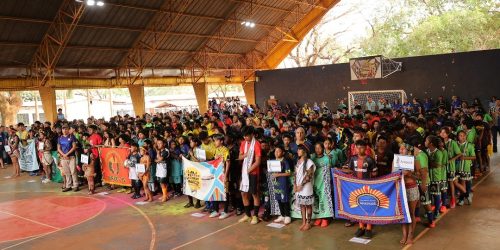 Cerimônia de abertura ocorreu na escola Municipal Tengatui Marangatu, com desfile de delegações e início dos jogos de futsal – Foto: A. Frota