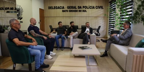 Delegado-Geral recebe representantes da Força Nacional para alinhar ações conjuntas contra o crime na região do Cone Sul do Estado