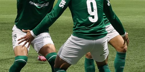 O jogador Vitor Roque, da SE Palmeiras, comemora seu gol contra a equipe do SC Internacional, durante partida válida pela vigésima terceira rodada, do Campeonato Brasileiro, Série A, na arena Allianz parque. (Foto: Cesar Greco/Palmeiras/by Canon)