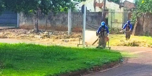 Homens da Prefeitura de Dourados trabalham na limpeza de diversos bairros. Foto: Semsur