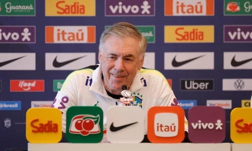 Ancelotti, em entrevista na manhã desta quarta-feira (25)Rafael Ribeiro / CBF
