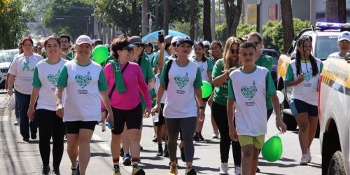 Centenas de pessoas participaram, na manhã de sábado, da Caminha pela Vida, no Centro de Dourados. Foto: A. Frota