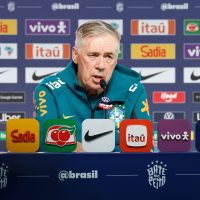 Carlo Ancelotti durante entrevista coletiva pela Seleção na Granja Comary
Crédito: Rafael Ribeiro/CBF