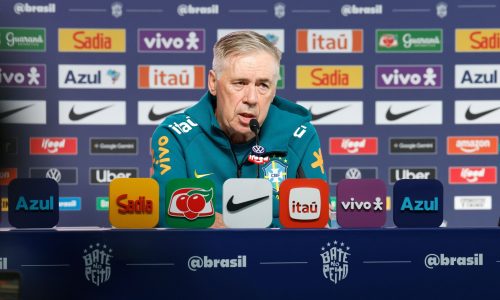 Carlo Ancelotti durante entrevista coletiva pela Seleção na Granja Comary
Crédito: Rafael Ribeiro/CBF