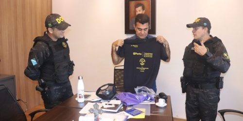 Marçal recebe convite oficial para a corrida do DOF do Tenente Coronel Wilmar, Diretor do DOF e Cabo Leonel, Presidente do Grêmio Águia da Fronteira- Crédito: Gizele Almeida/ Assecom