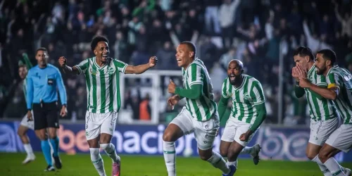 Jogadores festejam um dos gols da classificação do Juventude sobre o São PauloFernando Alves / Juventude