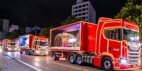 Caravana de Natal da Coca-Cola vai percorrer as ruas centrais de Dourados a partir desta quarta-feira, 17, deixando o “Natal Encantado” ainda mais atraente e iluminado. Foto: Divulgação